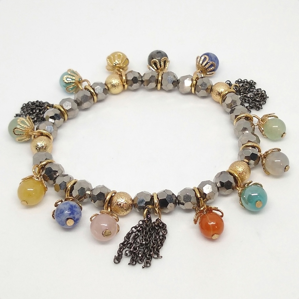 Multi colored glass beads bracelet